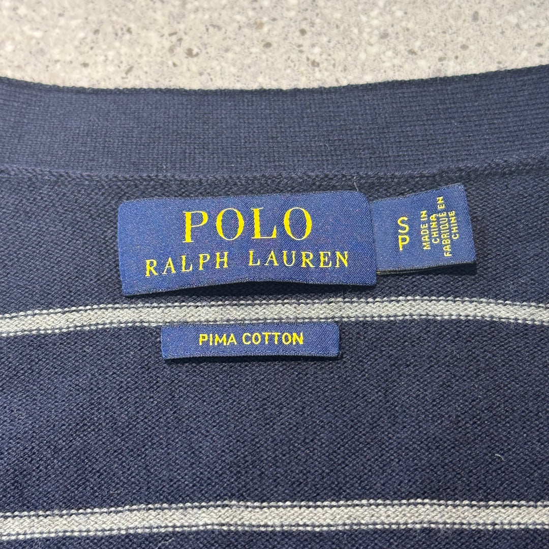 古着 POLO Ralph Lauren/ Vネックカーディガン/ ボーダー/ サイズS