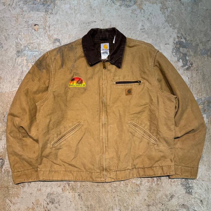 古着 carhartt/ カーハート/ デトロイトジャケット/ ダック地/ 裏地ブランケット/チェック柄/ 企業ロゴ/ サイズXL