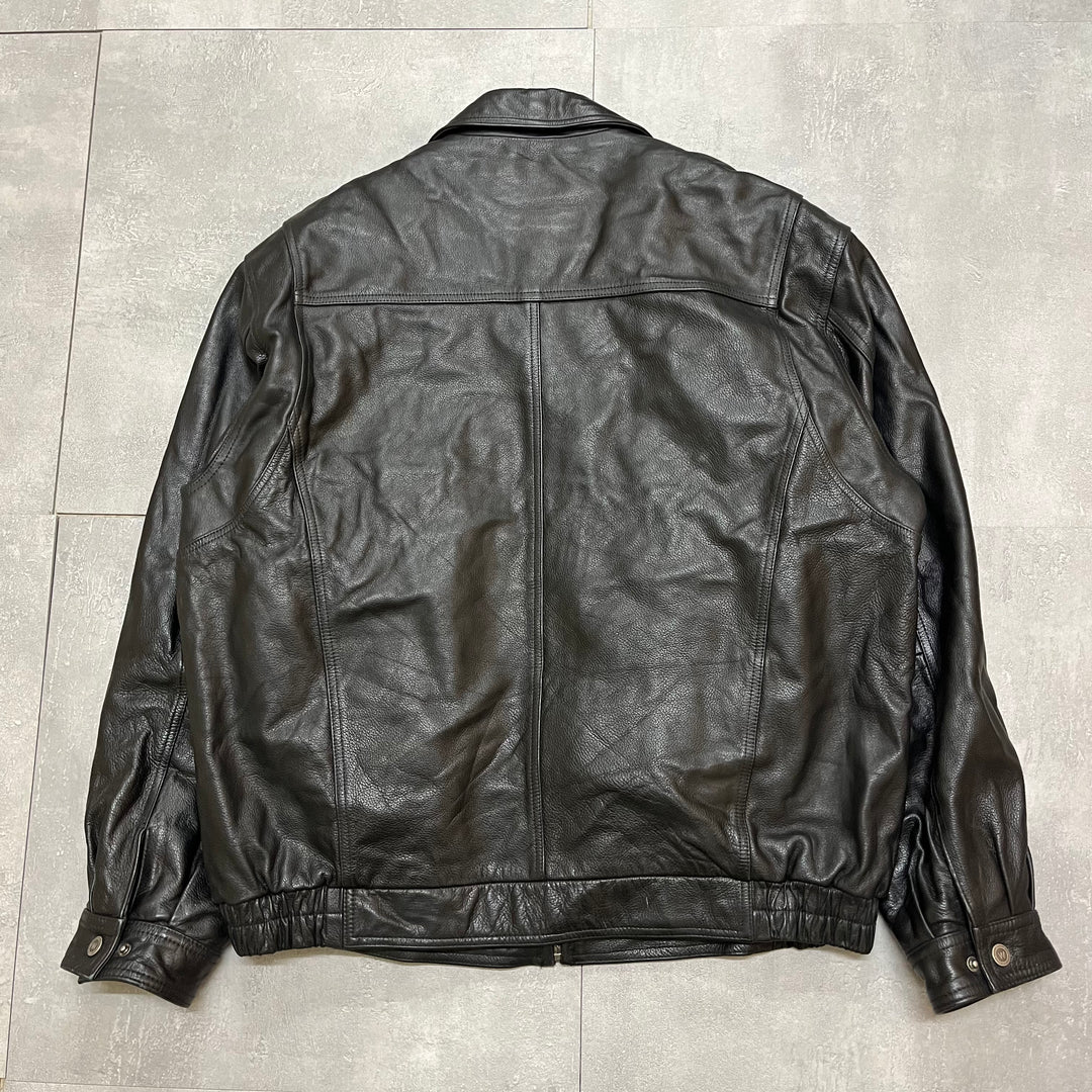 #1670 古着 Unknow / Zip Up Leather Jacket/ジップアップレザージャケット / サイズXL