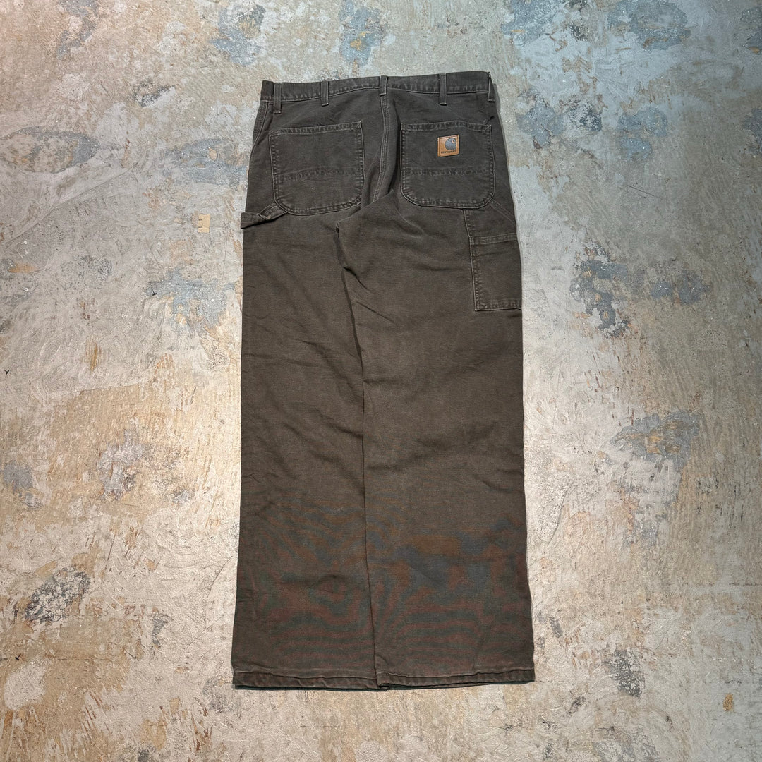 古着 USA製 Carhartt/ カーハート/ ダック地ペインターパンツ/ 裏地ブランケット/チェック/ 実寸サイズ33×32