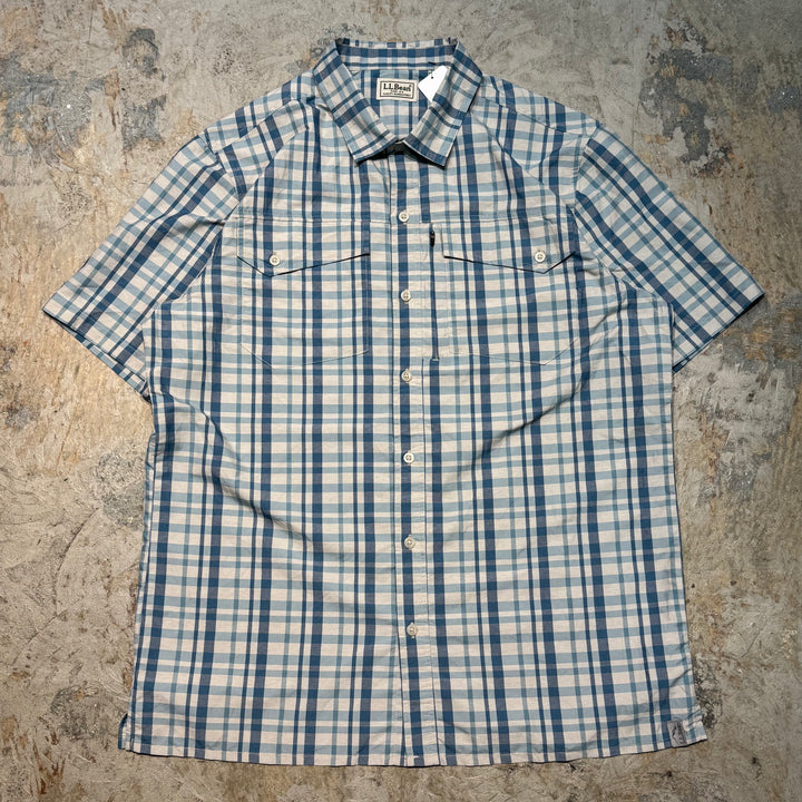 Used clothing L.L.Bean/ Short sleeve shirt/ Checkered pattern/ Equivalent to size XL