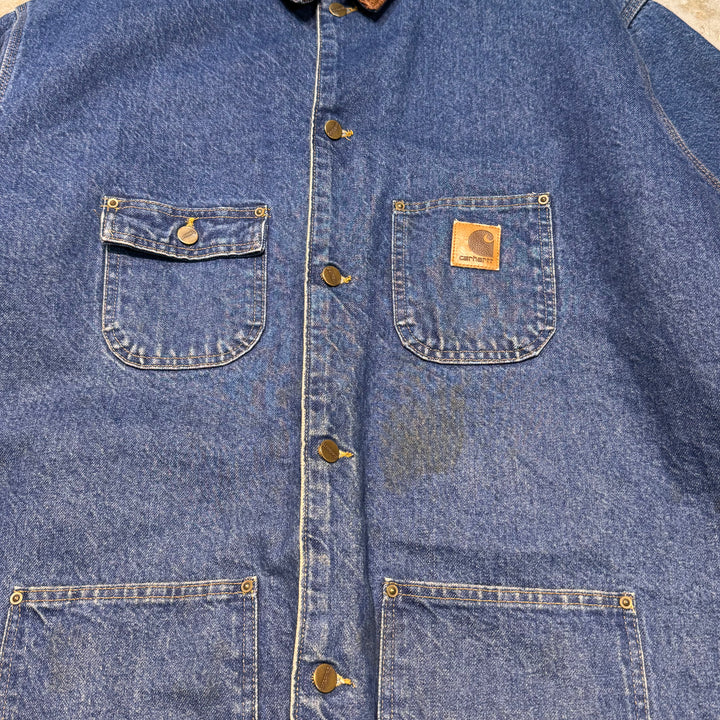 古着 Carhartt/ カーハート/ ミシガンチョアコート/ デニム地/襟コーデュロイ/裏地ブランケット/ サイズ3XL