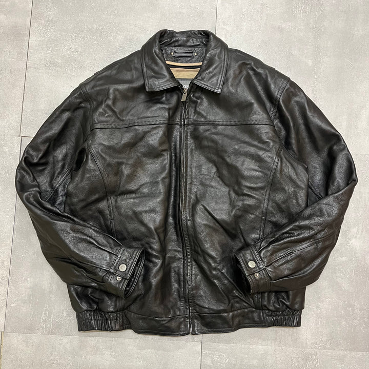 #1670 古着 Unknow / Zip Up Leather Jacket/ジップアップレザージャケット / サイズXL