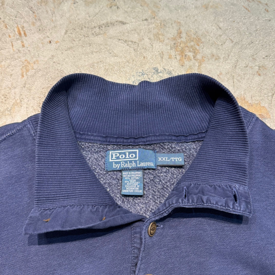 Ralph Lauren의 중고 의류 90의 폴로/하프 버튼 스웨트 셔츠/크기 xxl