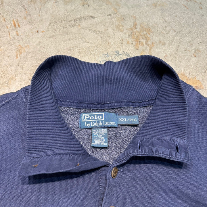 Ralph Lauren의 중고 의류 90의 폴로/하프 버튼 스웨트 셔츠/크기 xxl