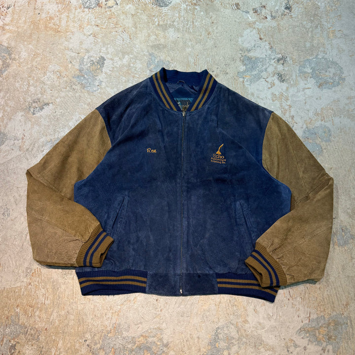 古着 USA VINTAGE/ Suede Jacket/ 刺繍/ ヌバック/ レザー/ スエードスタジャン/ サイズXXL