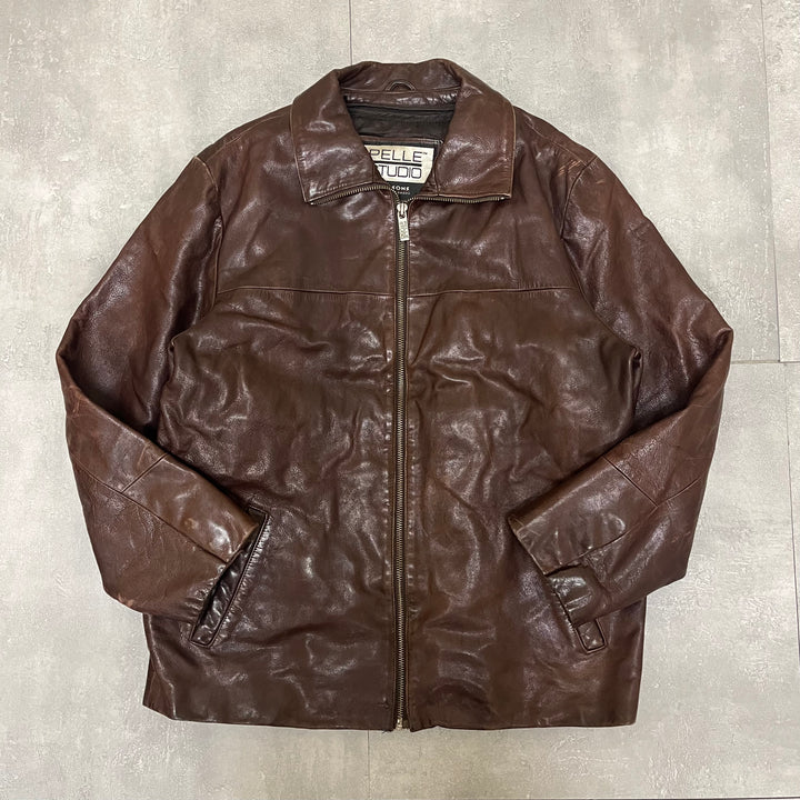 #1662 古着 Unknow / Zip Up Leather Jacket/ジップアップレザージャケット / サイズM