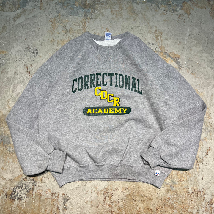 #3641 古着 Russell/ラッセル/Crew Neck Sweat Shirts/クルーネックスウェット/カレッジロゴ/CORRECTIONAL CDCR ACA DEMY/サイズL