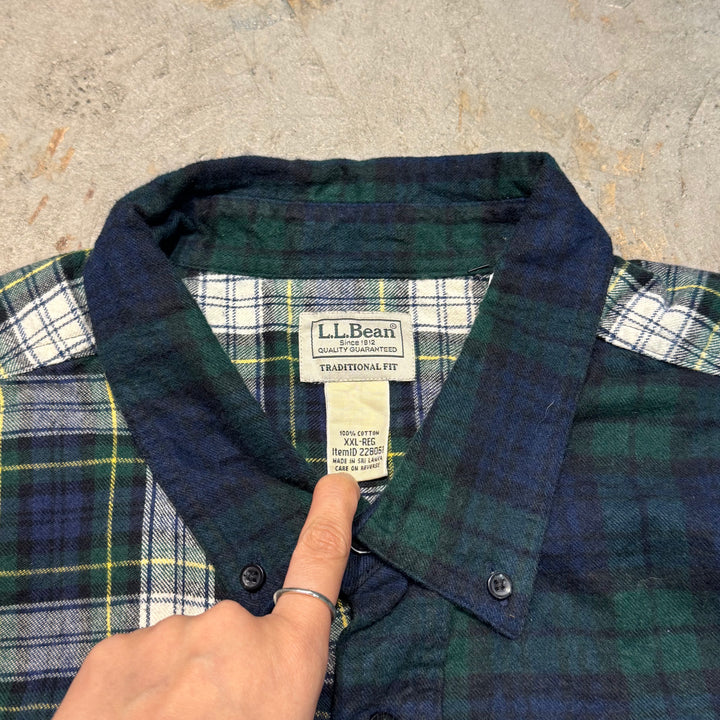 古着 L.L.Bean/ エルエルビーン/ フランネルシャツ/ チェック柄/ リメイク/ サイズXXL