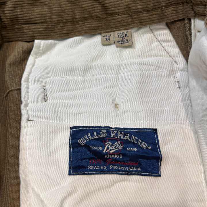 古着 USA製 BILLS KHAKIS/ ビルズカーキ/ 2タックコーデュロイパンツ/ 実寸サイズ33×31