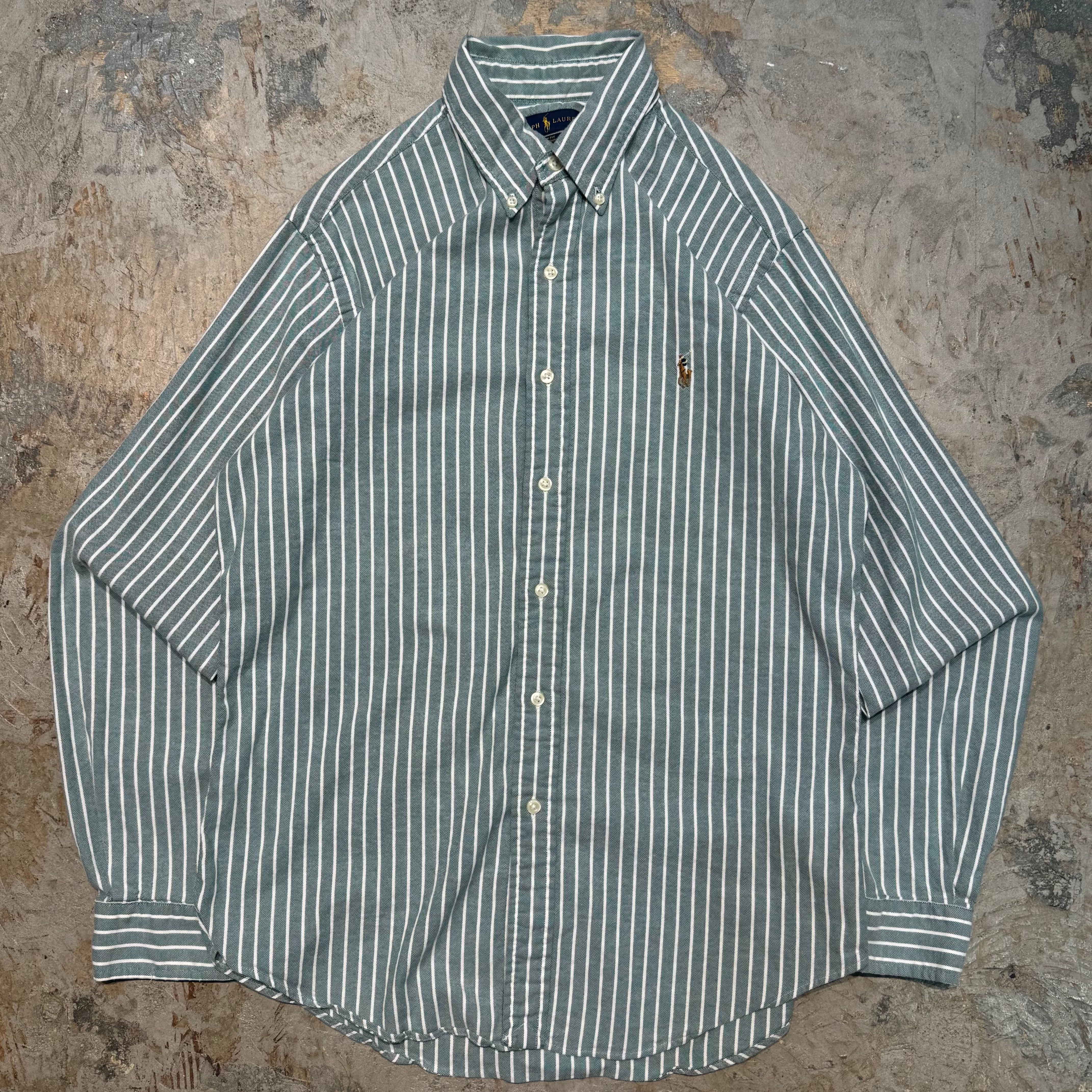 古着 ラルフローレン RALPH LAUREN 長袖シャツ ロゴ 刺繍 大きいサイズ