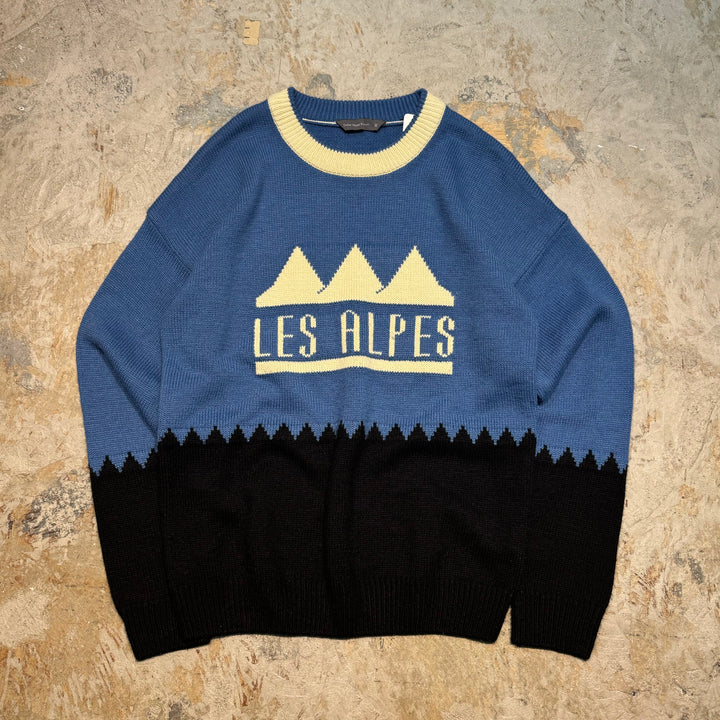 古着 USAVINTAGE/ クルーネックセーター/ LES ALPES/ アルプス山脈/ 総柄/ サイズM