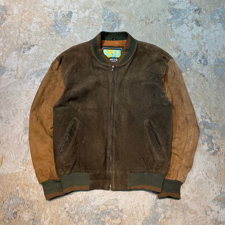 古着 USA VINTAGE/ Suede leather Jacket/ スエードスタジャン / ヌバック/ レザー / サイズL