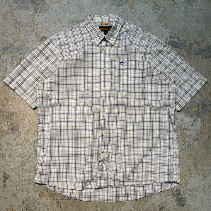 古着 timberland/ ティンバーランド/ ボタンダウン半袖シャツ/ チェック柄/ サイズL