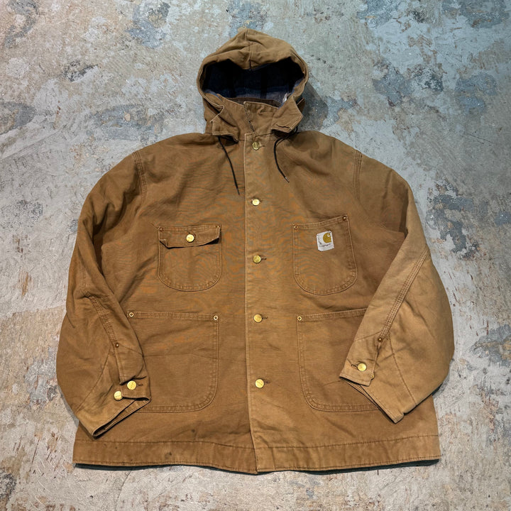 古着 USA製 70's~ Carhartt/ カーハート/ ミシガンチョアコート/ 裏地ブランケット/ フード付き/ サイズL