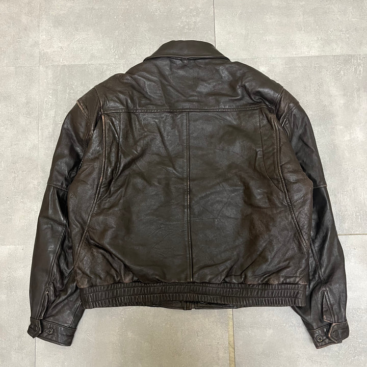 #1665 古着 Unknow / Zip Up Leather Jacket/ジップアップレザージャケット / サイズM