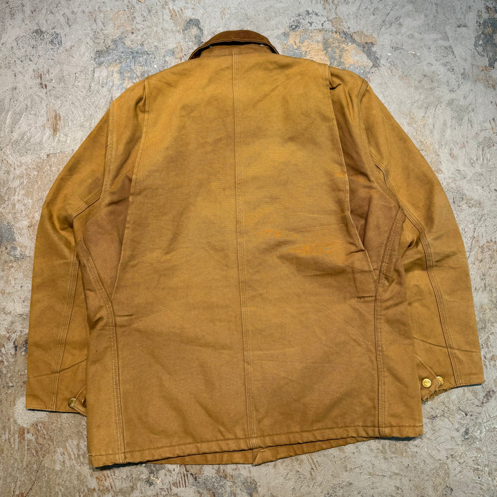 古着 USA製 Carhartt/ カーハート/ ミシガンチョアコート/ ダック地/襟コーデュロイ/裏地ブランケット/ サイズL相当