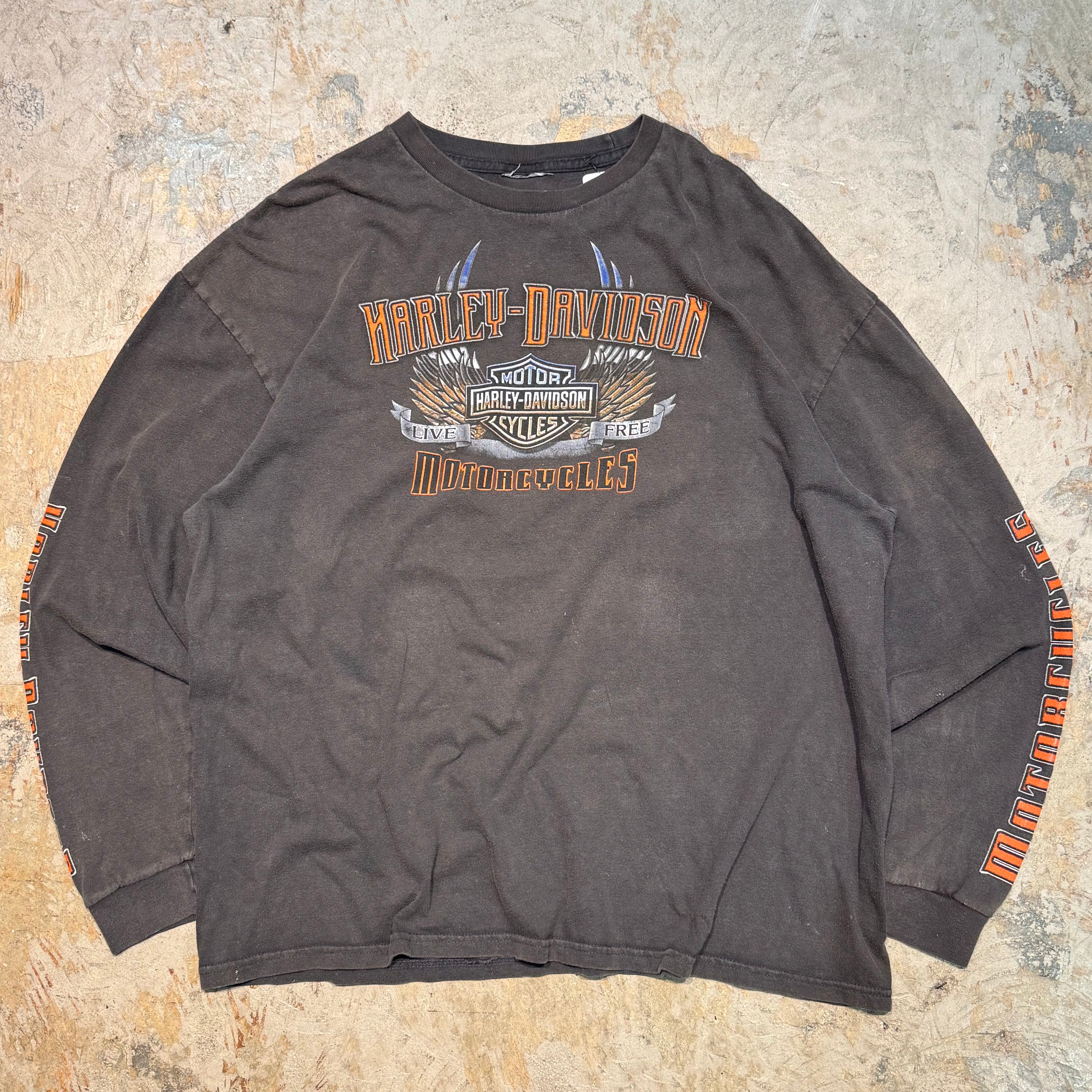 古着 Harley-Davidson ロングスリーブ Tシャツ グレー ロンT Harley
