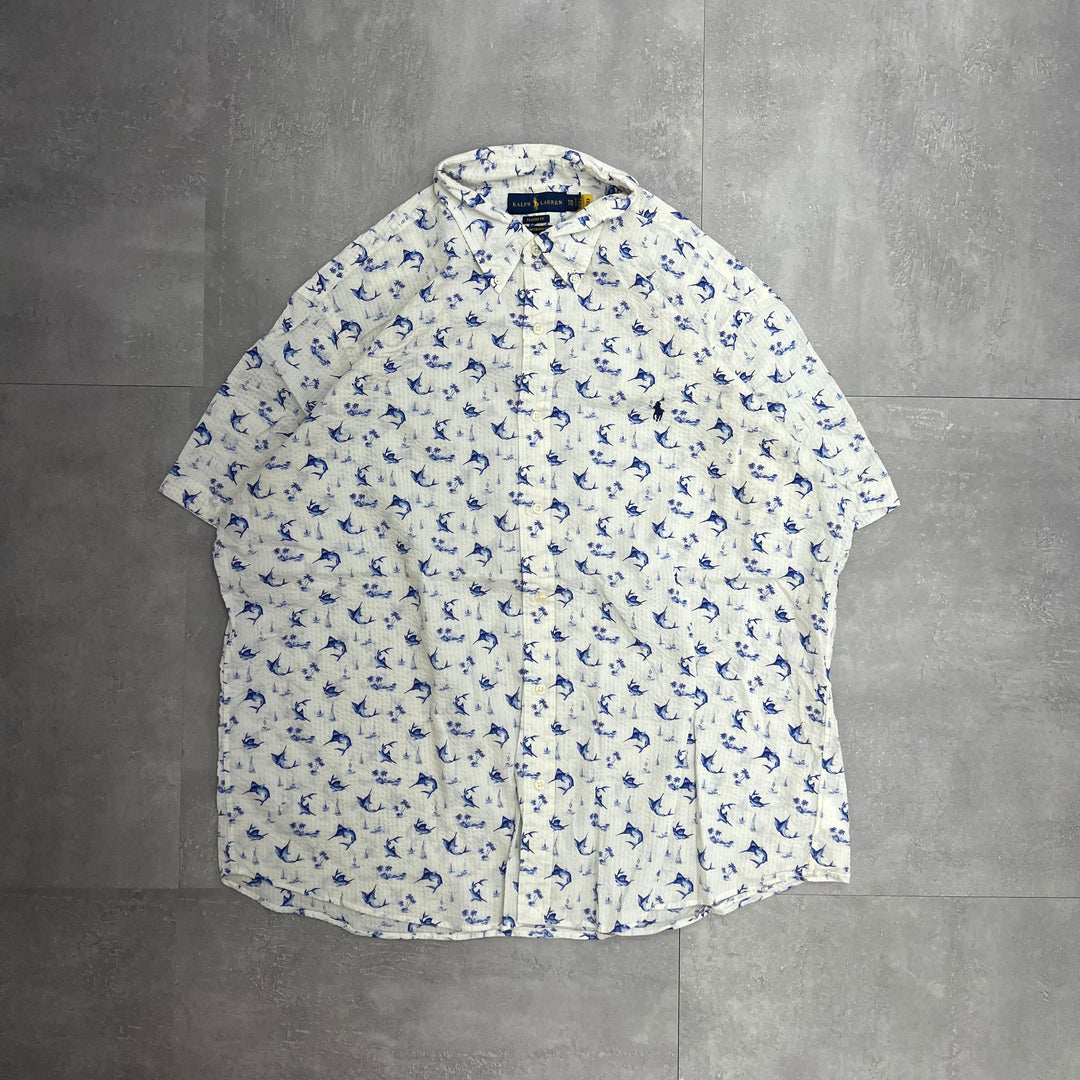 #811 Ralph Lauren/ラルフローレン Seersucker/シアサッカー S/S Shirts/総柄シャツ サイズXXL