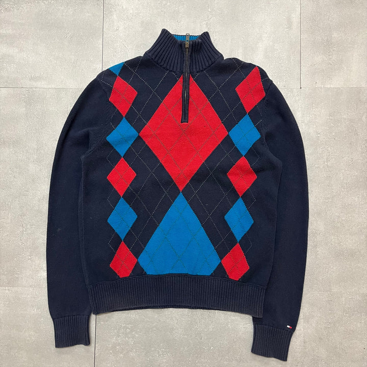 #1567古着/TOMMYHILFIGER/トミーヒルフィガー/ハーフジップニットセーター/Halfzipknitsweater/サイズL