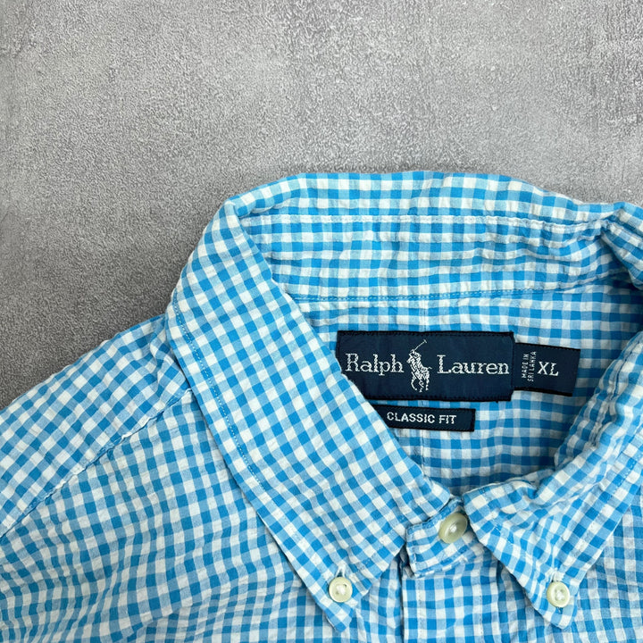 #805 Ralph Lauren Seersucker Check Shirts Size XL